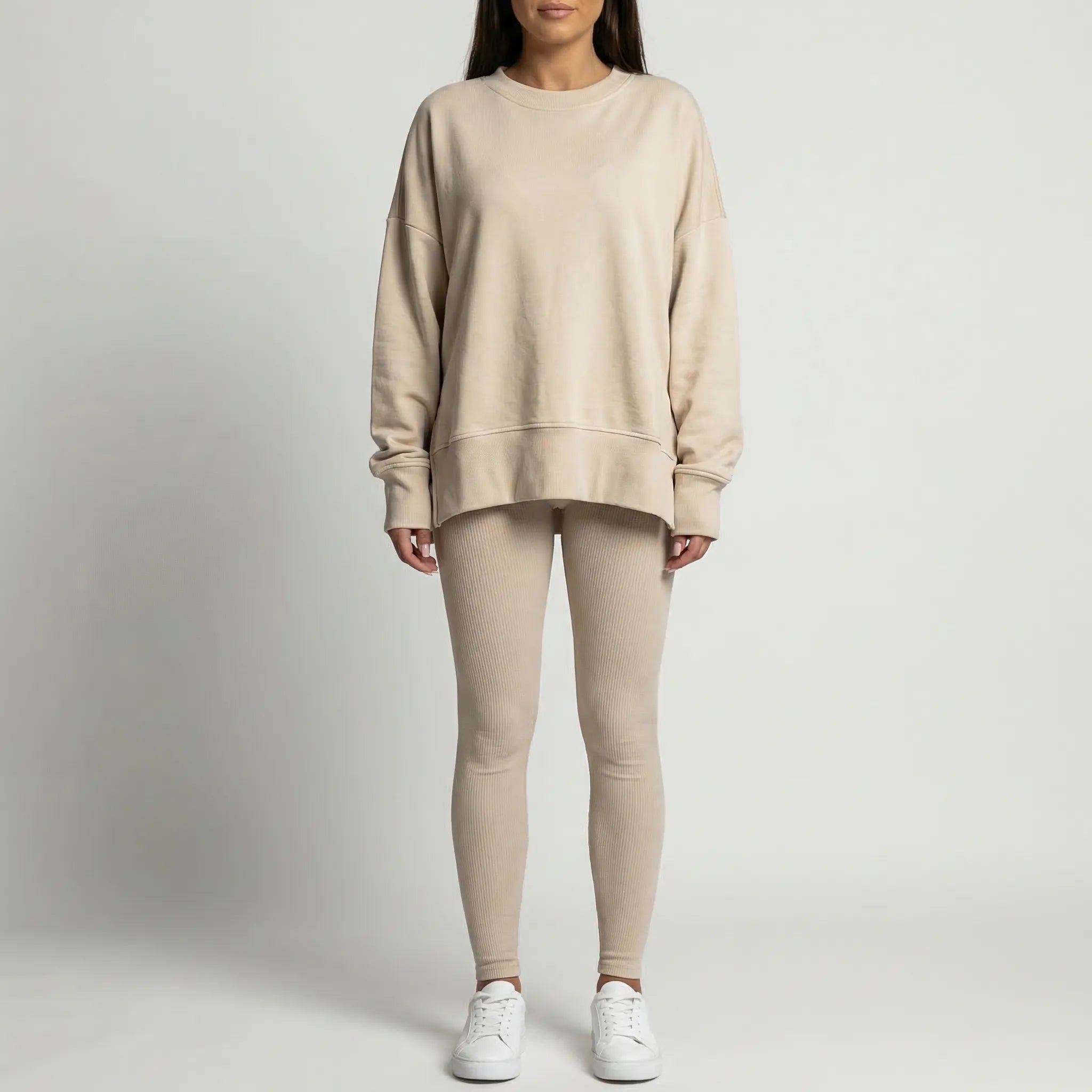 Lounxe Übergroße Sweatshirt- und Slim-Bein-Hose Set