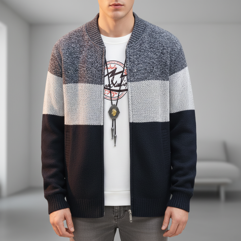 Herren-Strickcardigan mit Reißverschluss