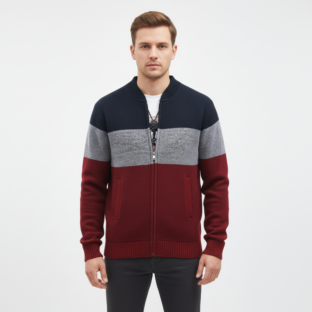 Herren-Strickcardigan mit Reißverschluss