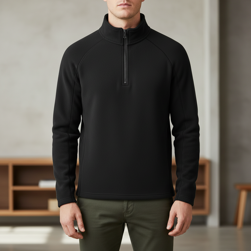 Herren Langarmshirt mit halbem Reißverschluss