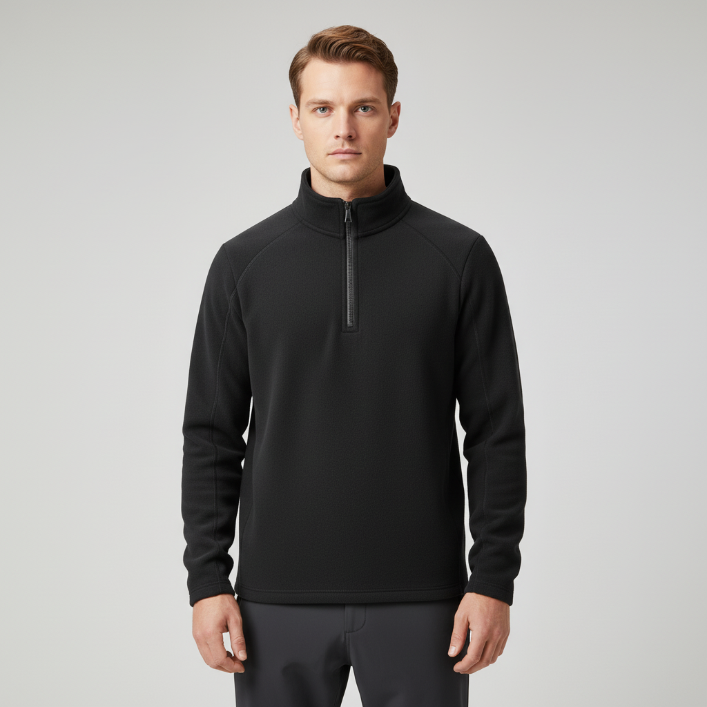 Herren Langarmshirt mit halbem Reißverschluss