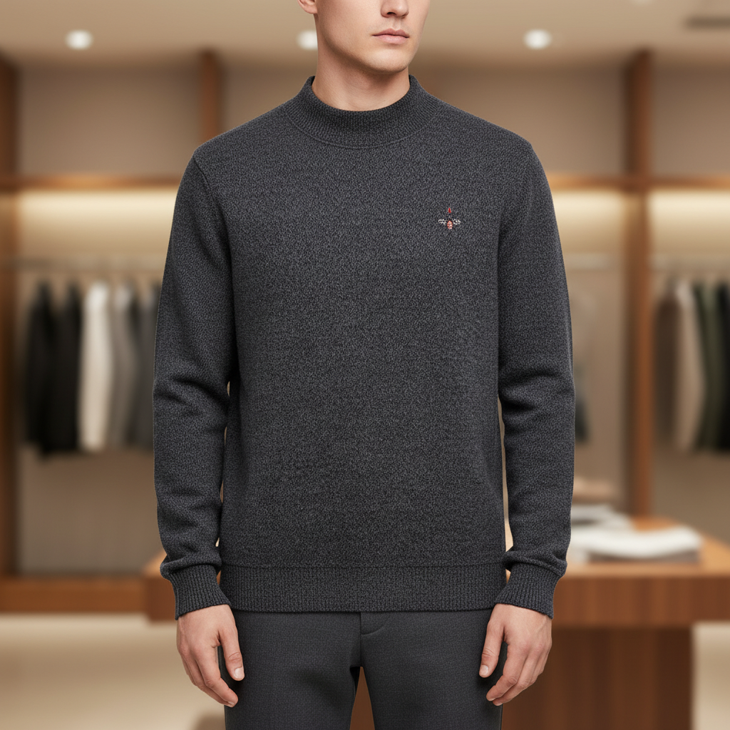 Herrenpullover mit geripptem Kragen