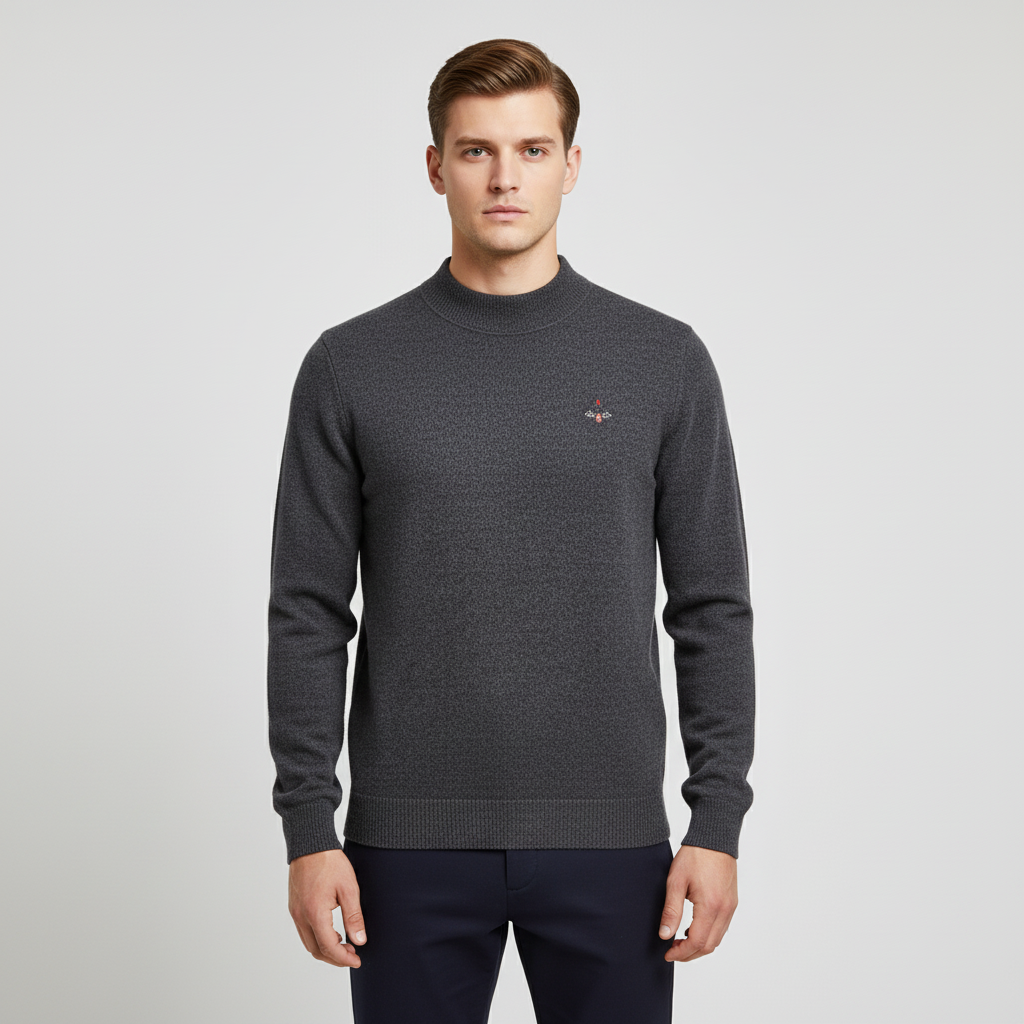 Herrenpullover mit geripptem Kragen