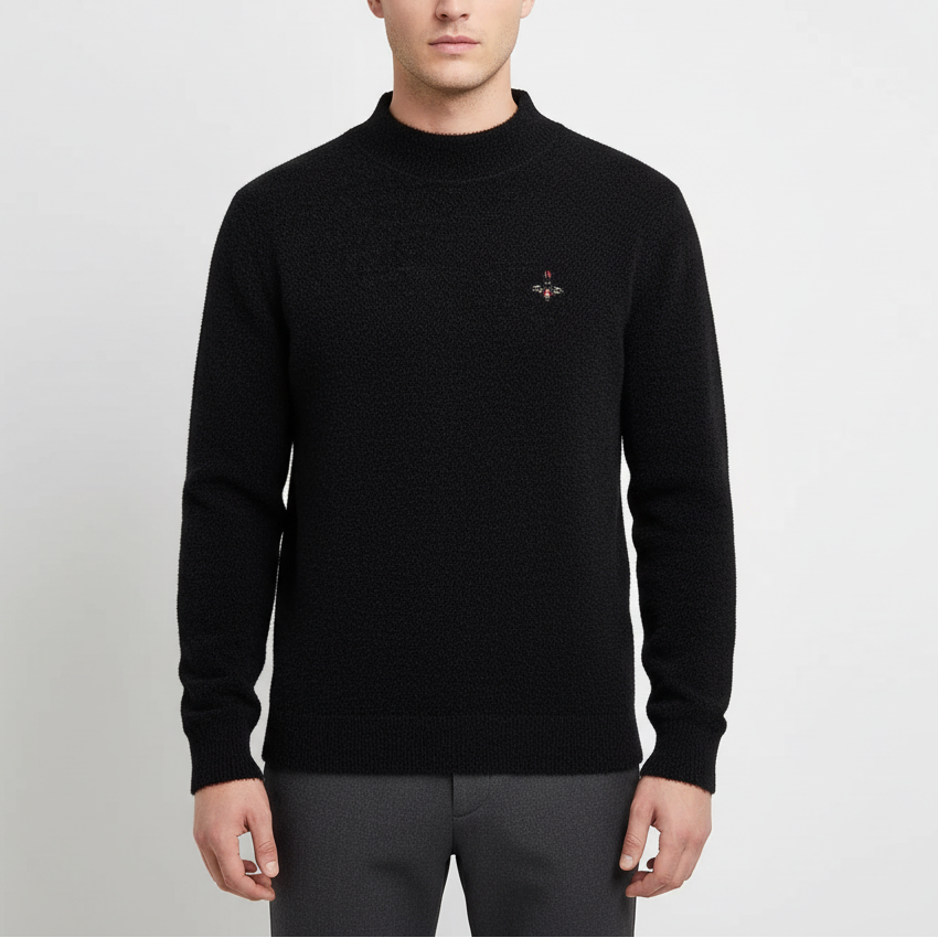 Herrenpullover mit geripptem Kragen