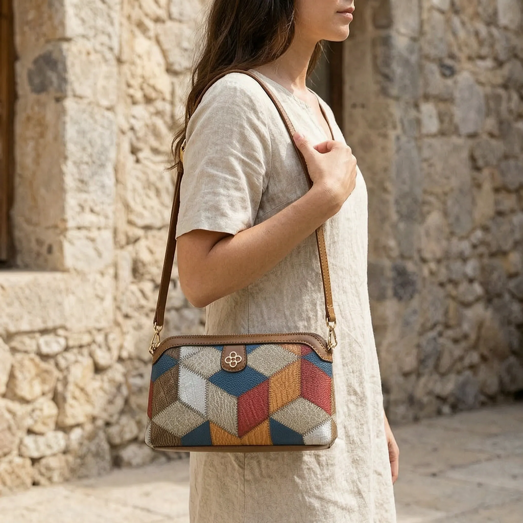 Mosaiqua Kleine Patchwork-Umhängetasche