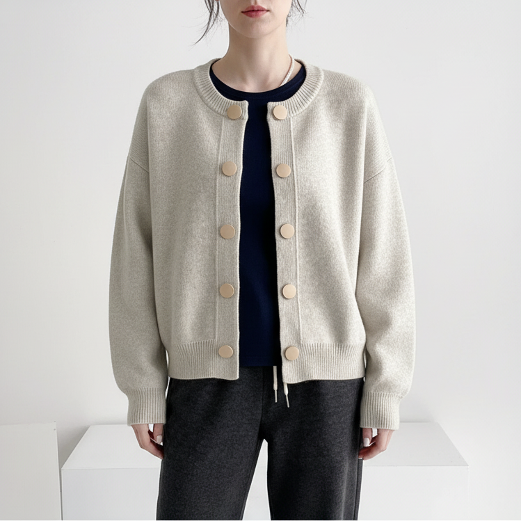 Rundhals-Strickcardigan