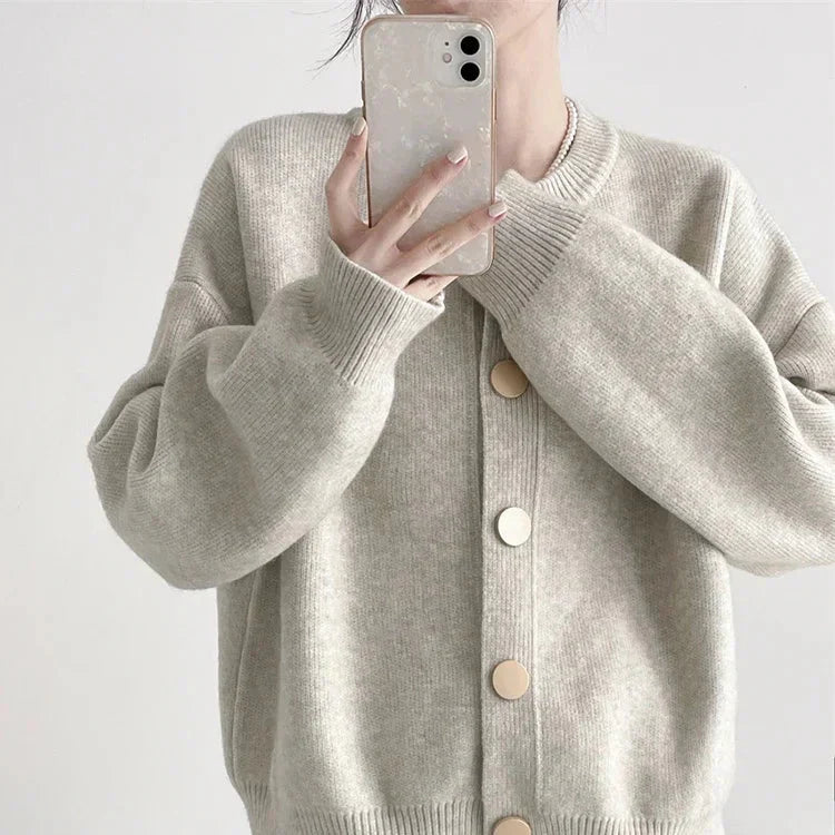 Rundhals-Strickcardigan