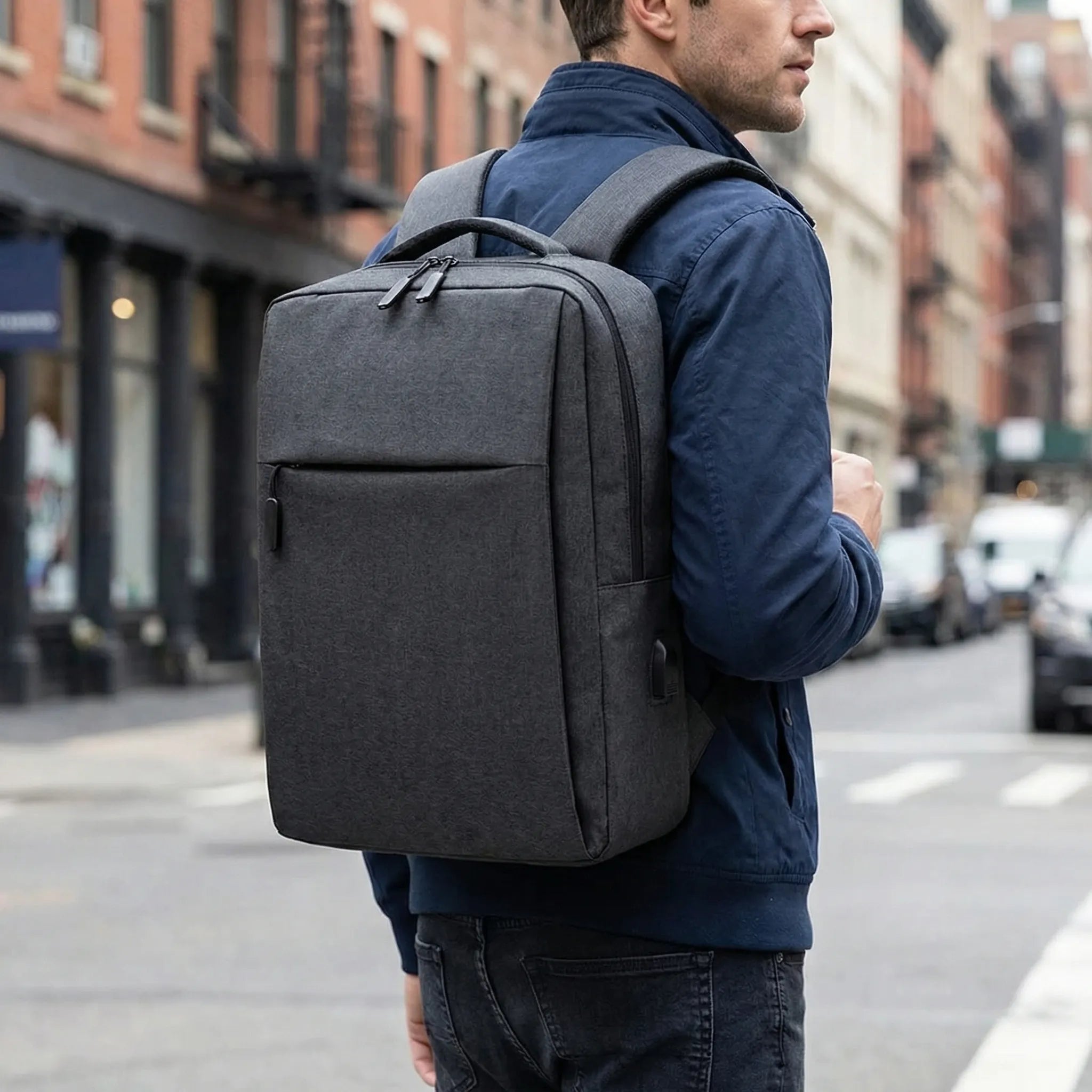 Packivo Wasserabweisender Laptop-Rucksack mit USB-Port