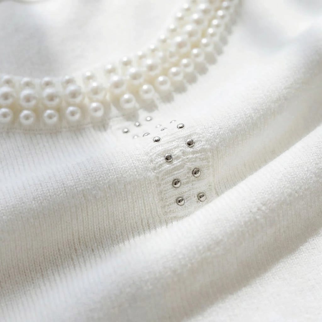 Pearlette Ärmellose Strickweste Mit Perlenbesatz