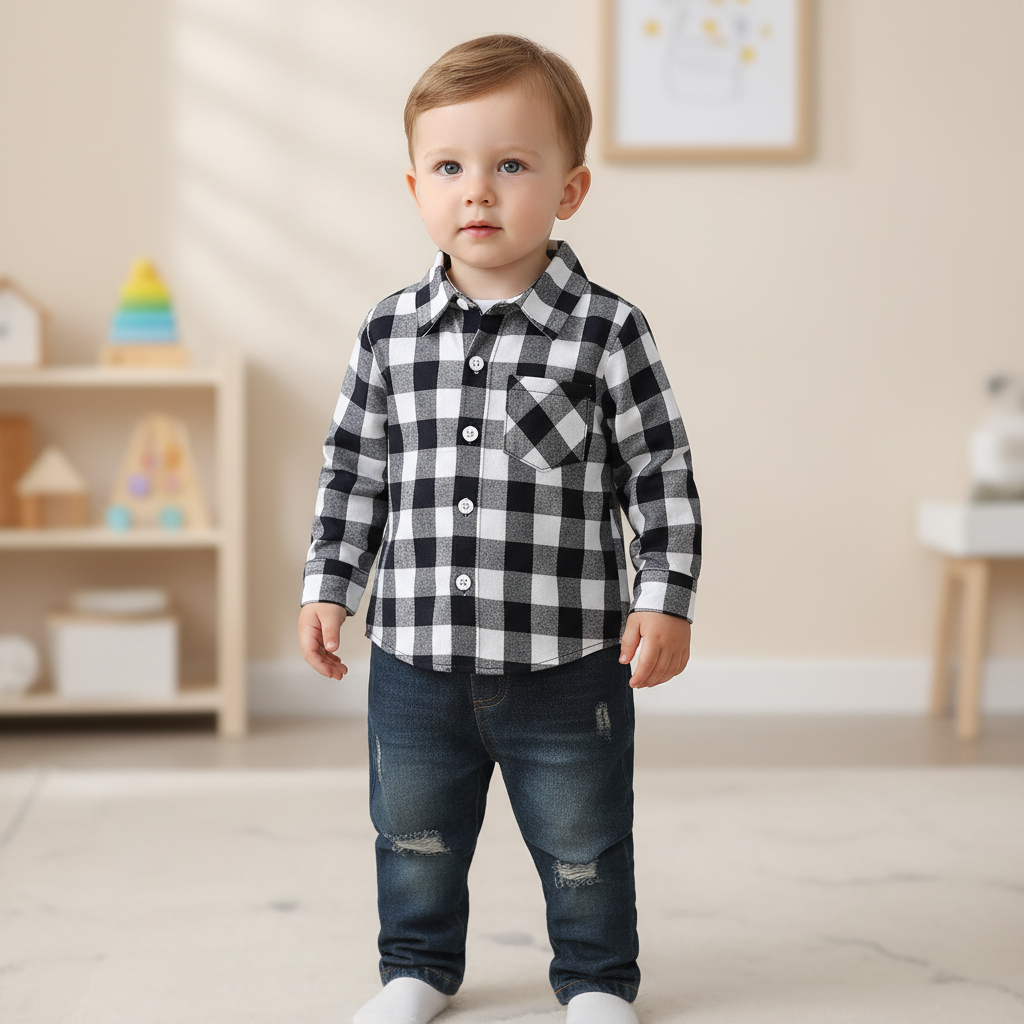 Kariertes Flanellhemd-Set