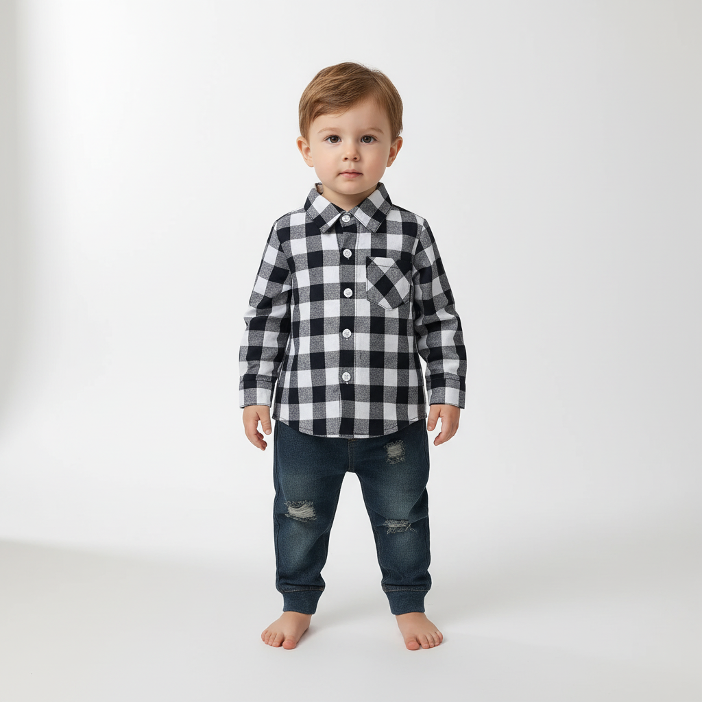 Kariertes Flanellhemd-Set