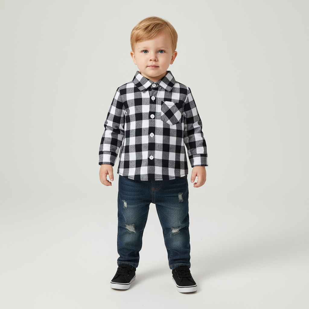Kariertes Flanellhemd-Set