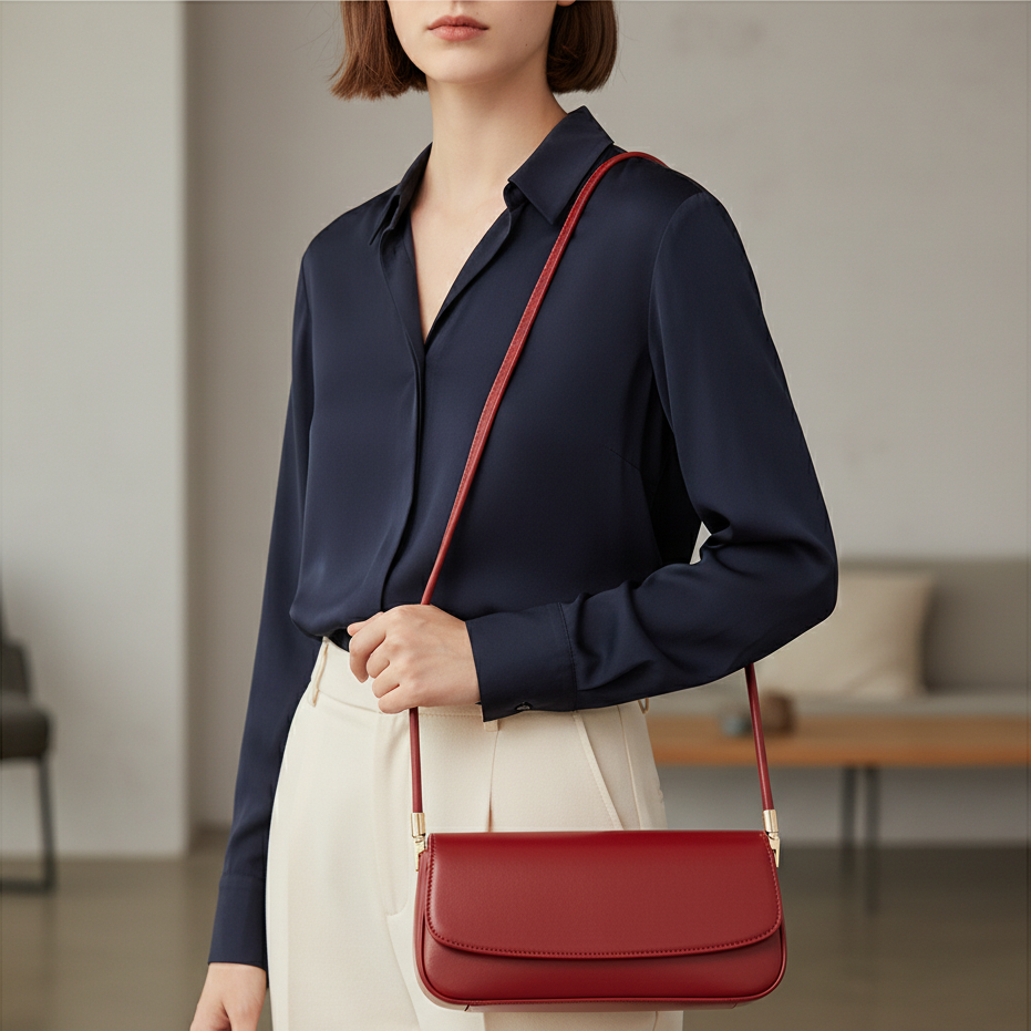Premium Schultertasche aus echtem Leder