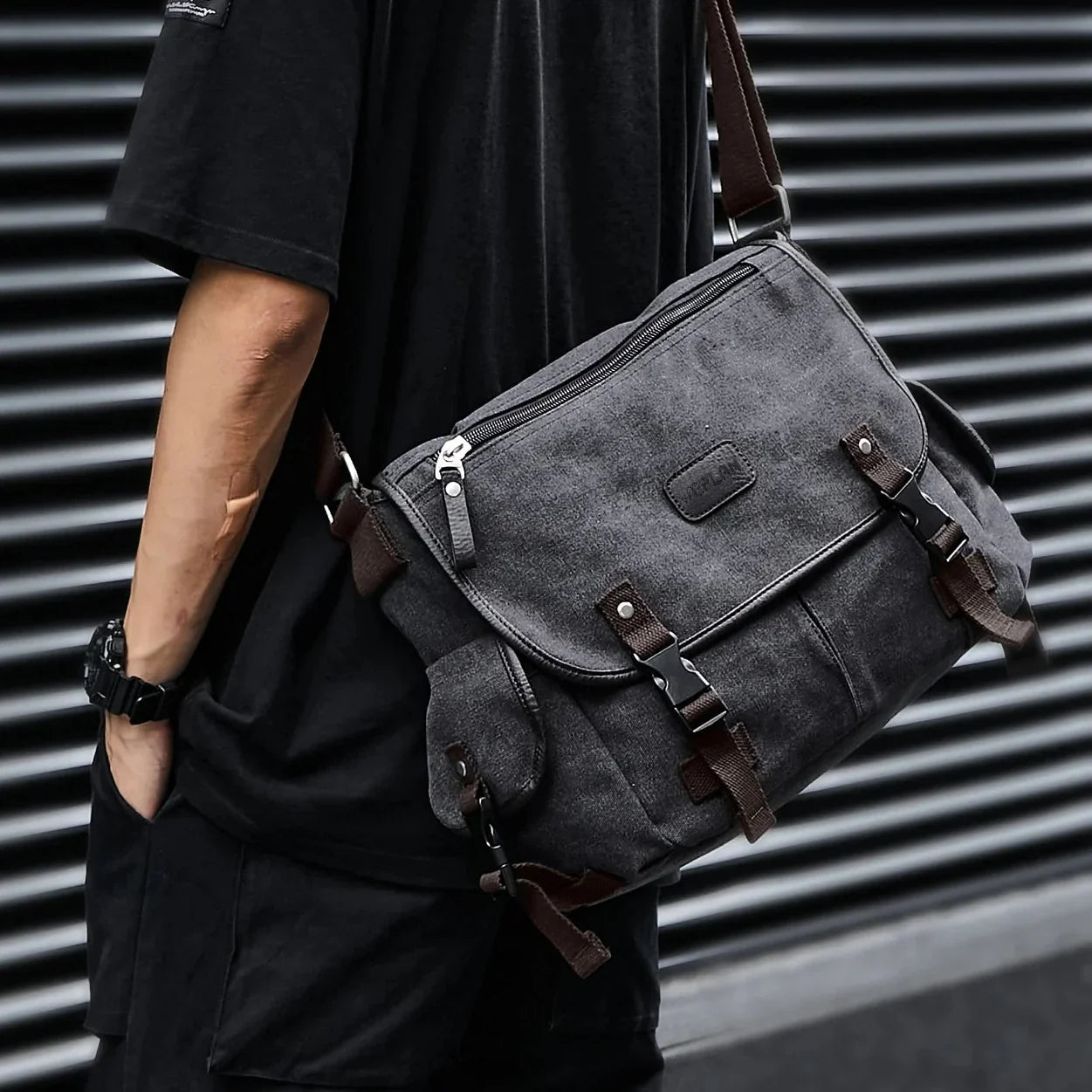 Retro Canvas Messenger Tasche
