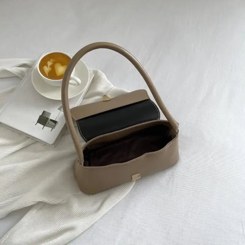 Retro Schulterhandtasche mit Überschlag
