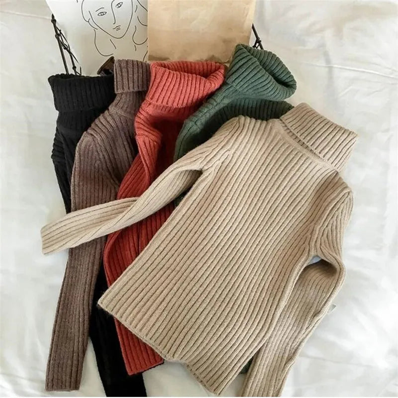 Gerippter Rollkragenpullover