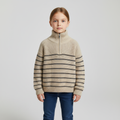 Gerippter Strickpullover mit Halbzip