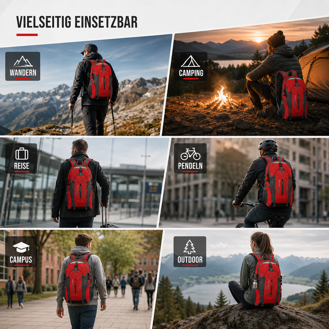 Roamvex Leichter Mehrzweck-Outdoor-Rucksack