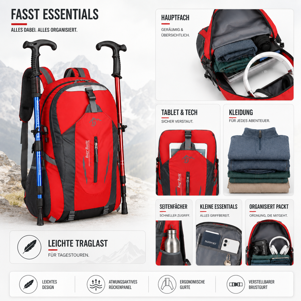 Roamvex Leichter Mehrzweck-Outdoor-Rucksack