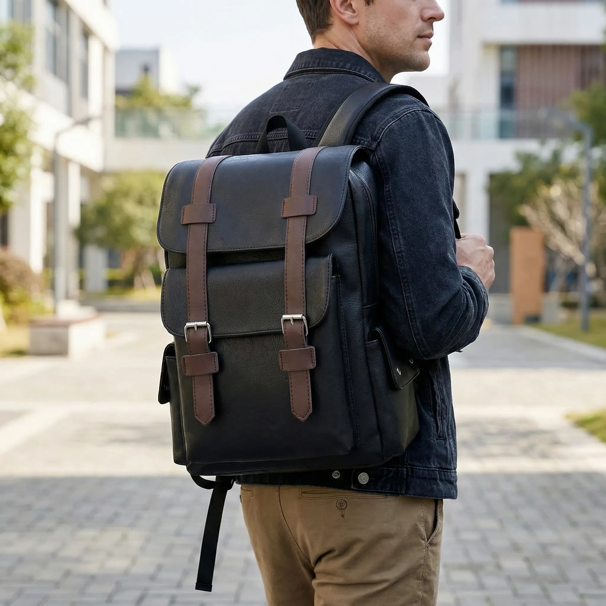 Rovlack Großer Rucksack mit Schnallenverschluss