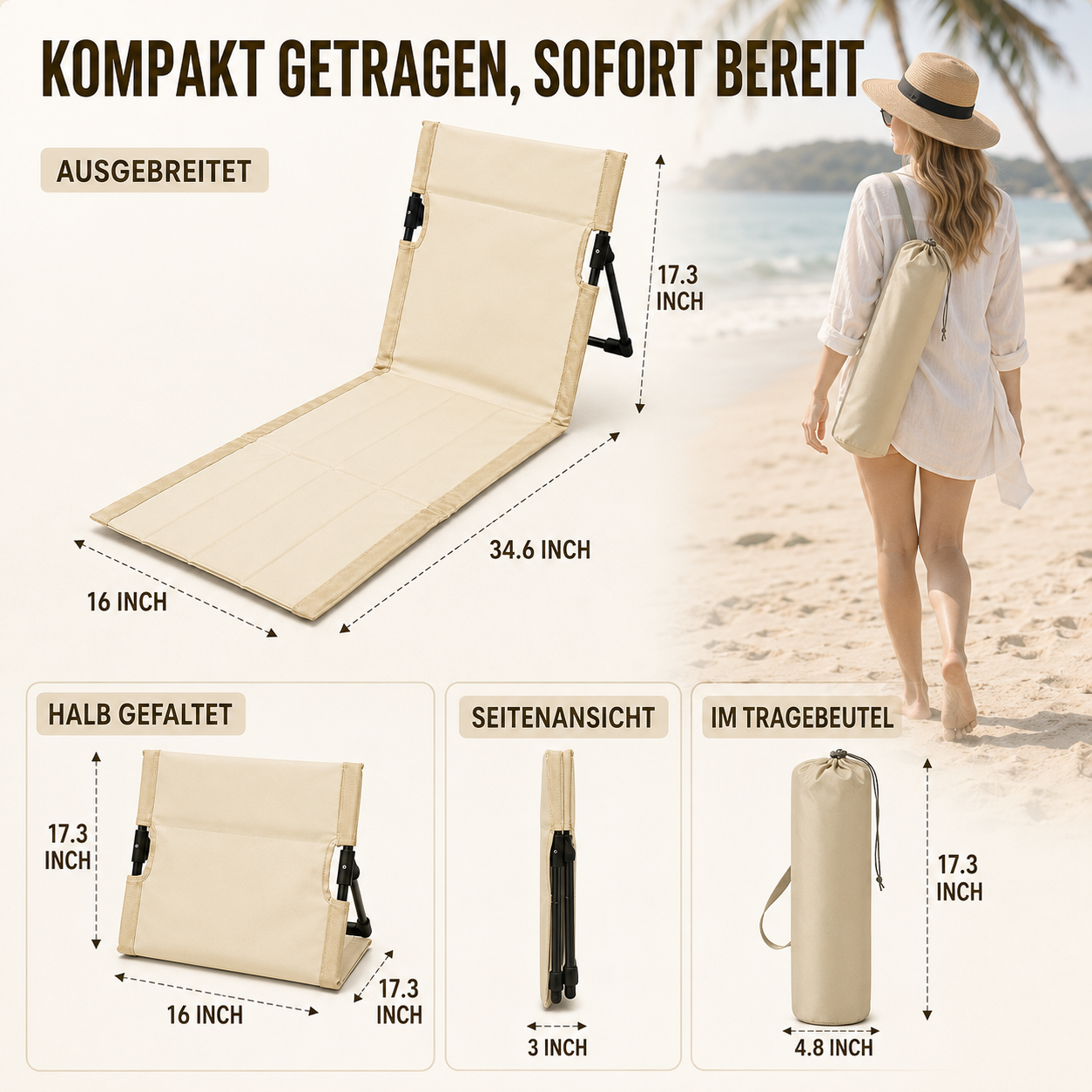 SeablissFold Faltbarer Bodenliegestuhl