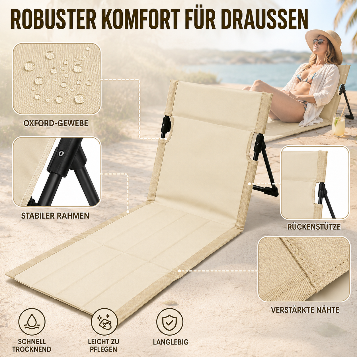 SeablissFold Faltbarer Bodenliegestuhl