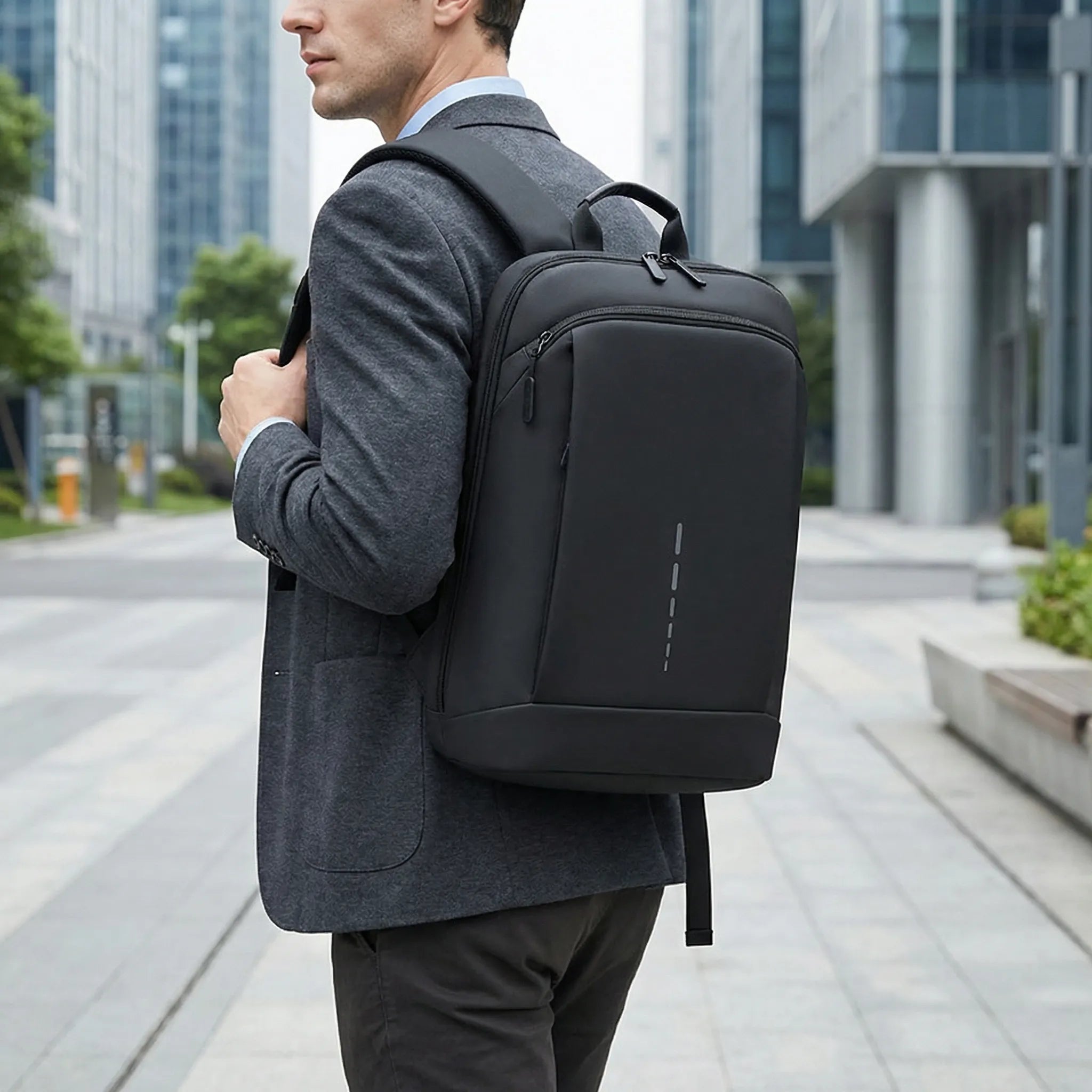 Slyvex Slim Wasserabweisender Laptop-Rucksack