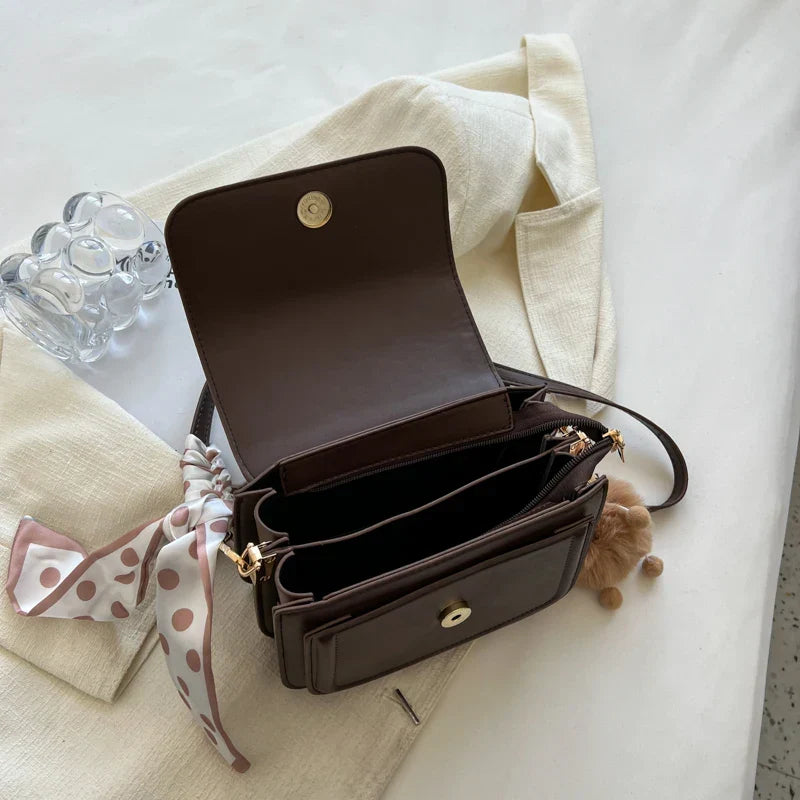 Kleine quadratische Schultertasche aus PU-Leder