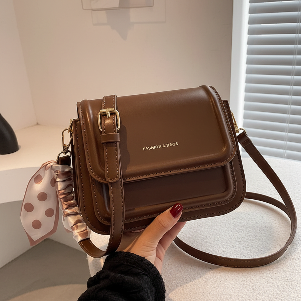 Kleine quadratische Schultertasche aus PU-Leder