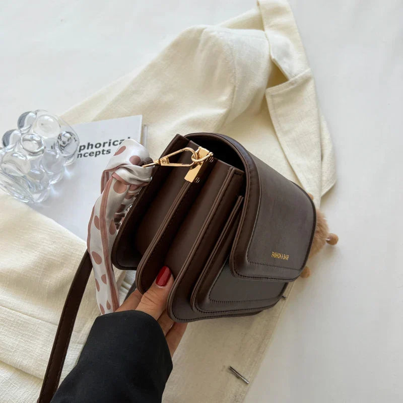 Kleine quadratische Schultertasche aus PU-Leder
