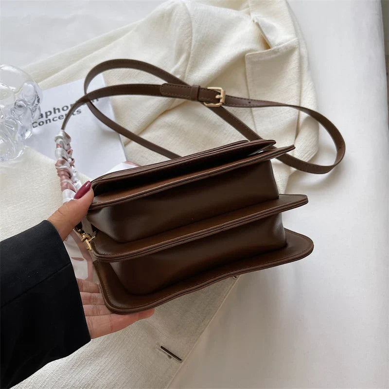 Kleine quadratische Schultertasche aus PU-Leder