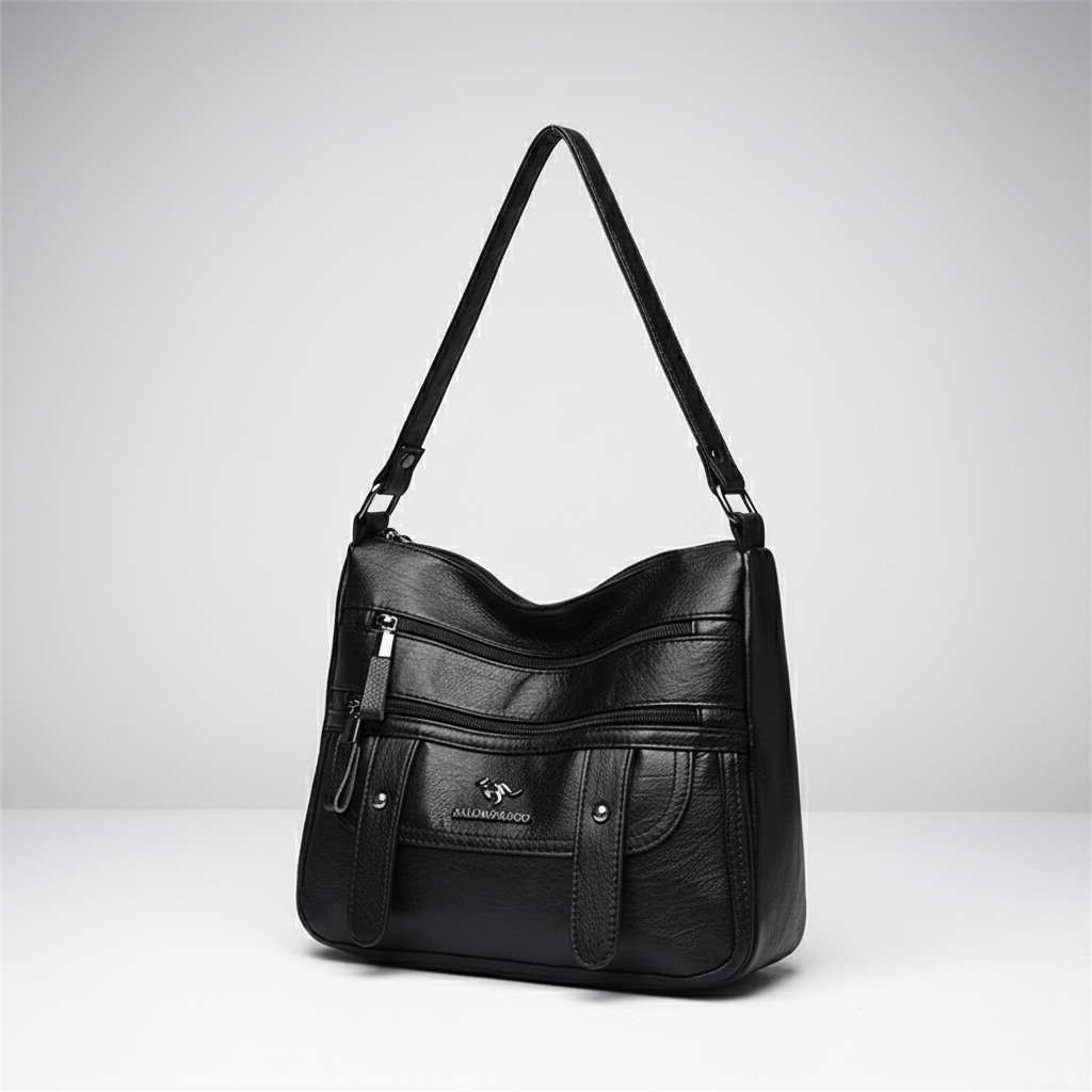 Weiche Schultertasche mit Überschlag