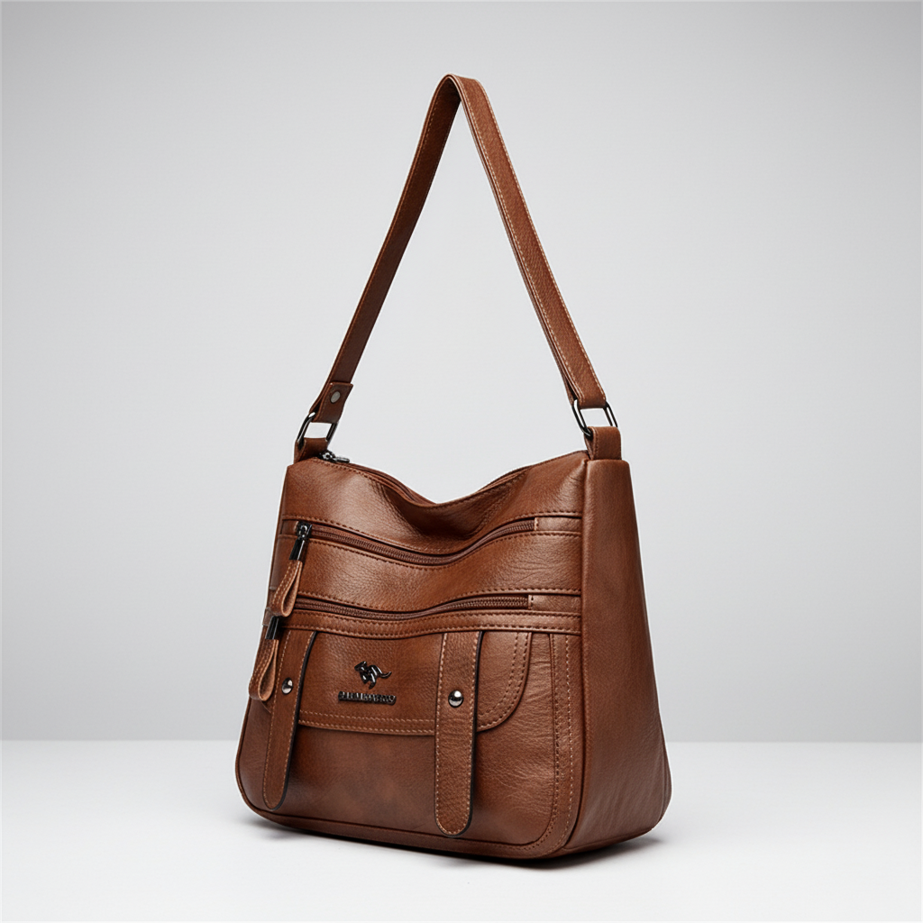 Weiche Schultertasche mit Überschlag