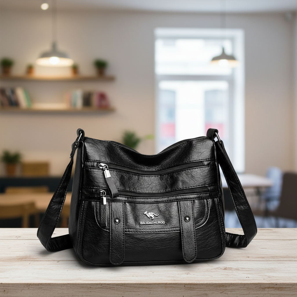 Weiche Schultertasche mit Überschlag