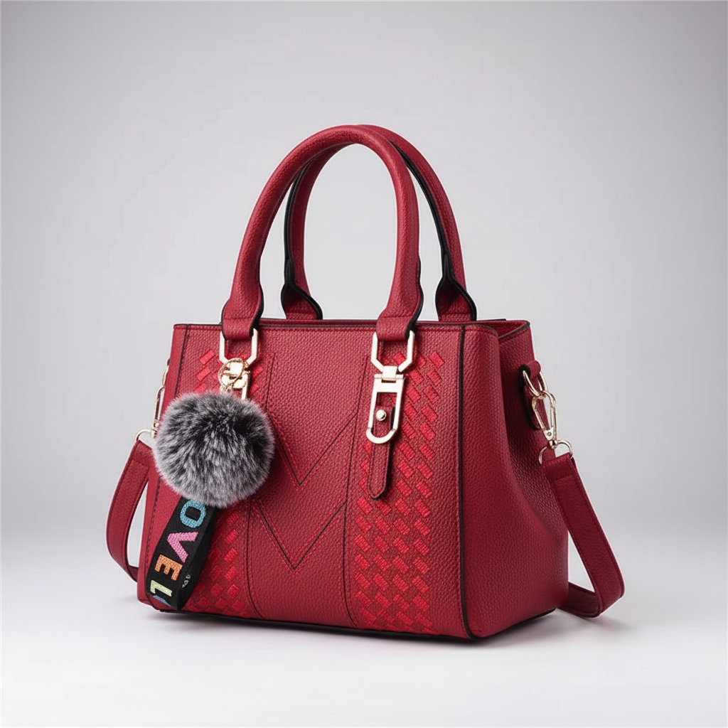 Satchel-Tasche aus PU-Leder in Soft-Grain-Optik