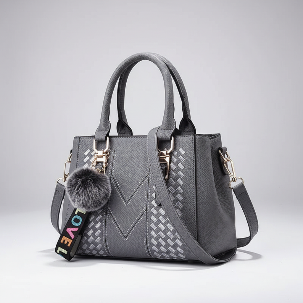 Satchel-Tasche aus PU-Leder in Soft-Grain-Optik