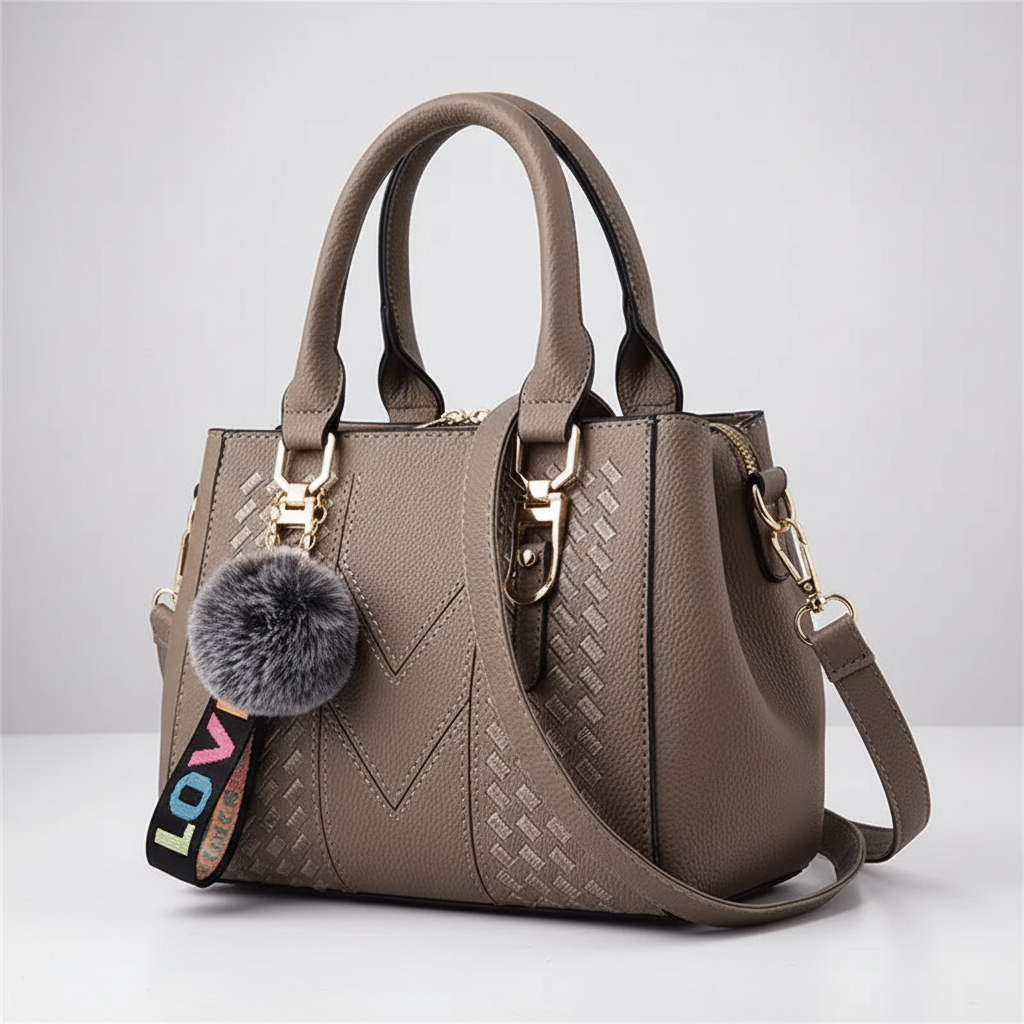 Satchel-Tasche aus PU-Leder in Soft-Grain-Optik