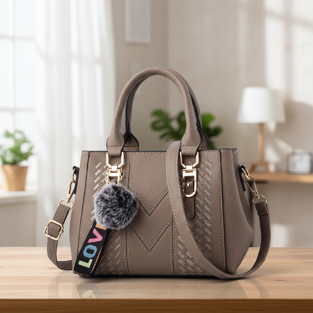 Satchel-Tasche aus PU-Leder in Soft-Grain-Optik