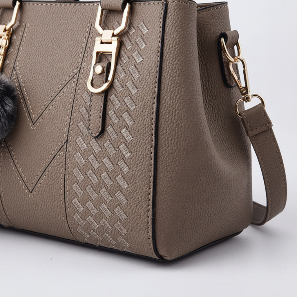 Satchel-Tasche aus PU-Leder in Soft-Grain-Optik