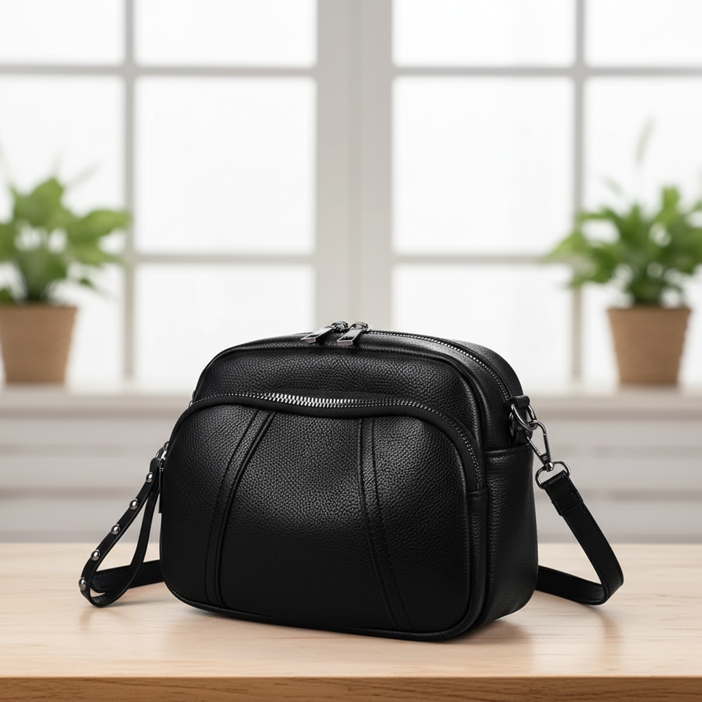 Weiche Satchel-Tasche in genarbter Optik
