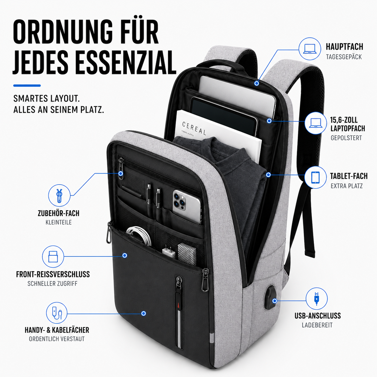 Spritzwassergeschützter Business-Rucksack