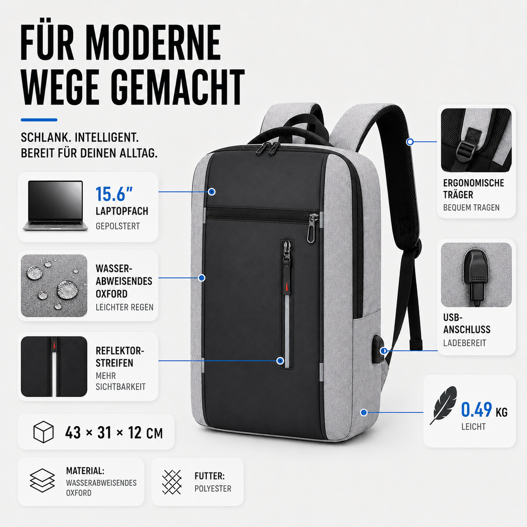 Spritzwassergeschützter Business-Rucksack