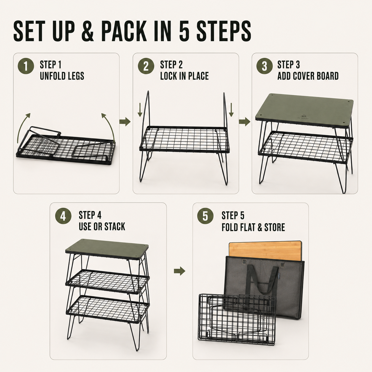 Stackly Klappbarer Stapelbarer Outdoor-Campingtisch