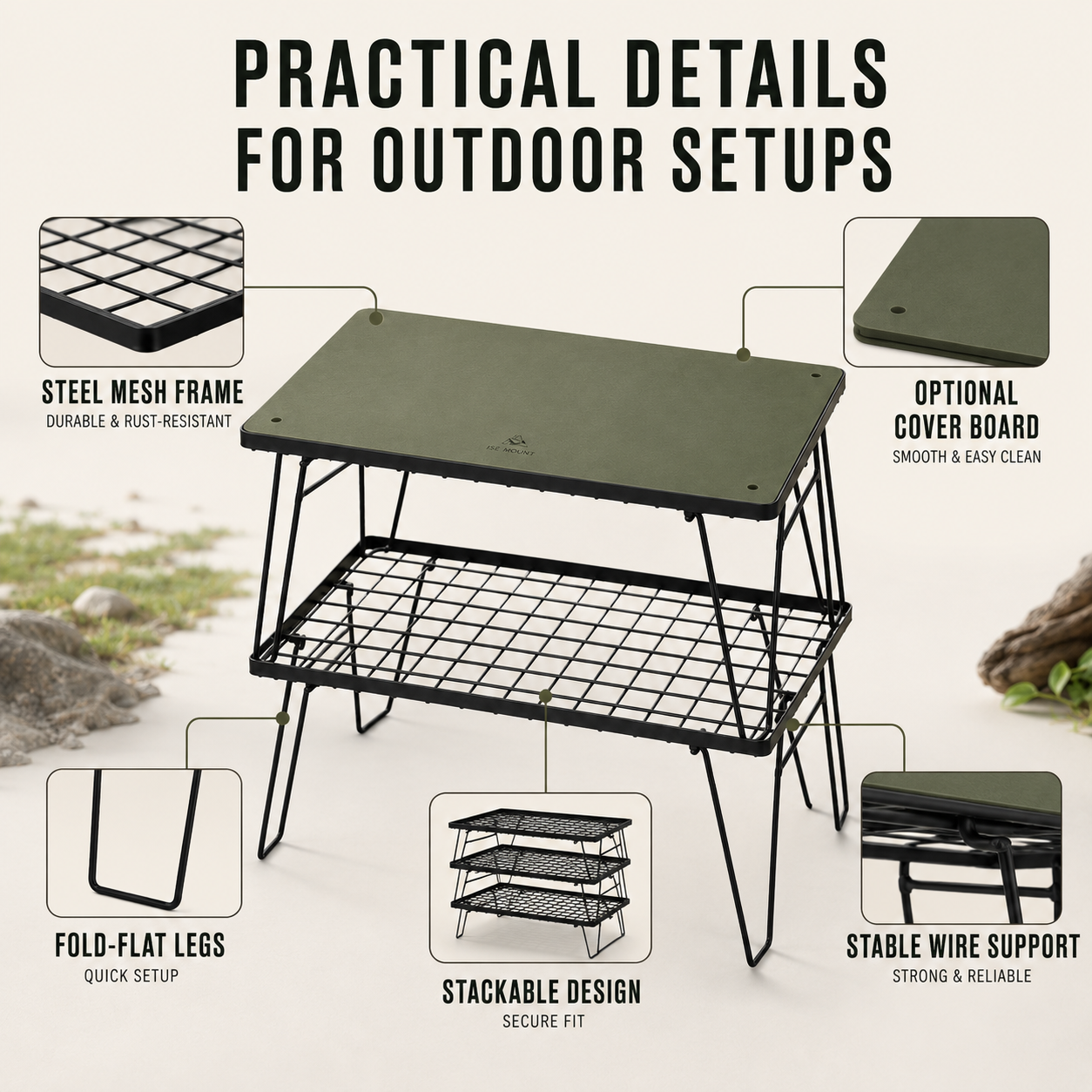 Stackly Klappbarer Stapelbarer Outdoor-Campingtisch