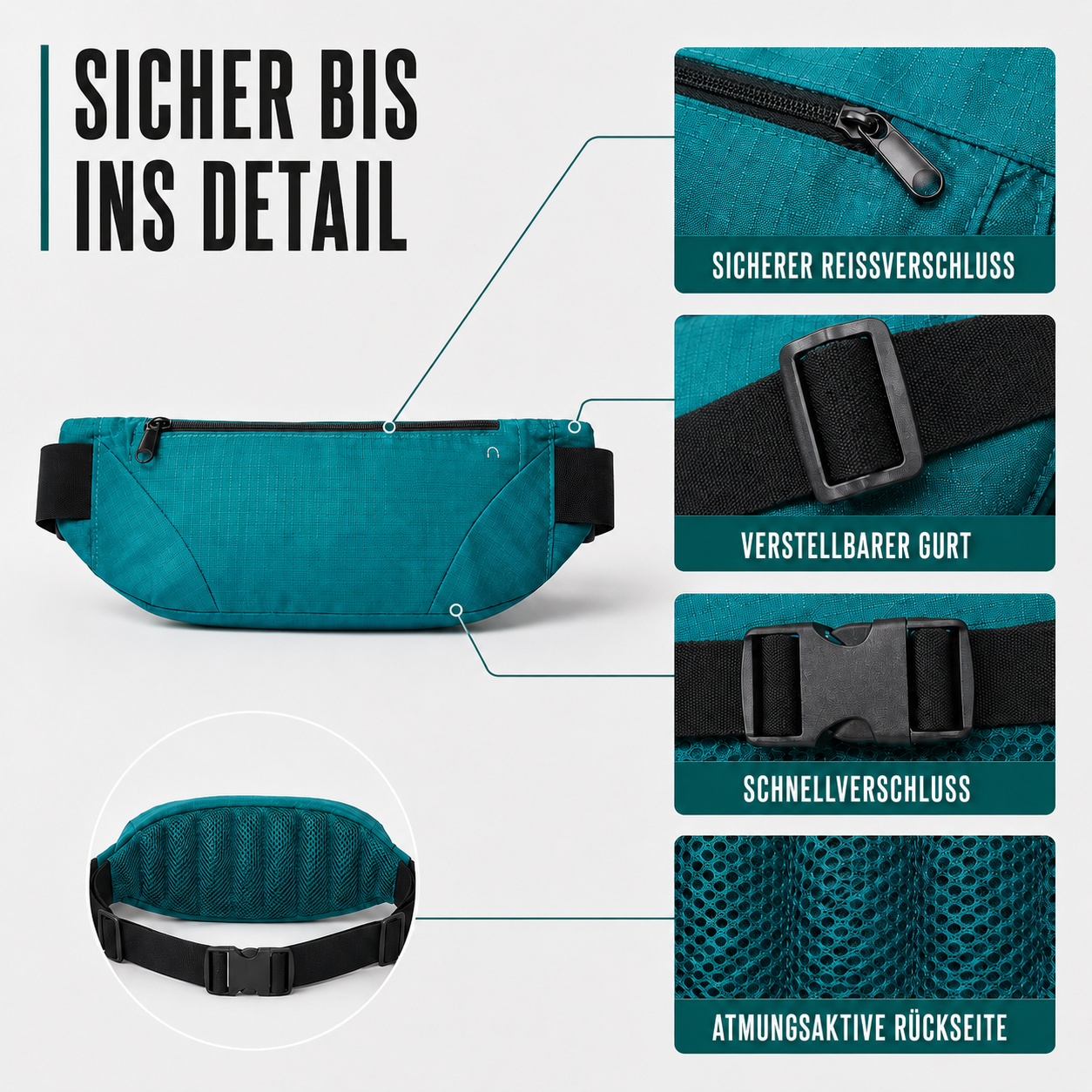 StrideLume Leichte Wasserdichte Gürteltasche