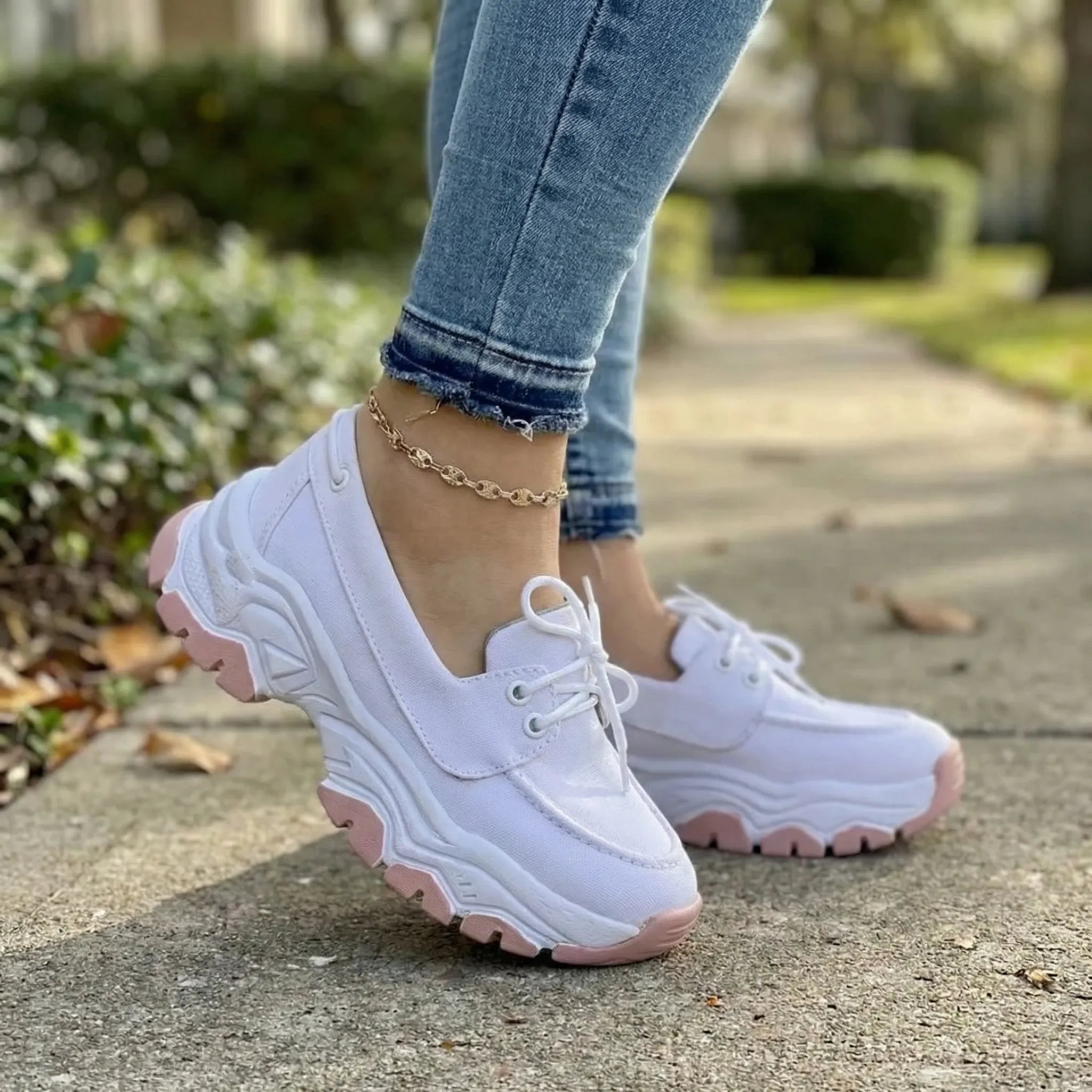 Strolvie Chunky Sole Lace-Up Walking Trainer