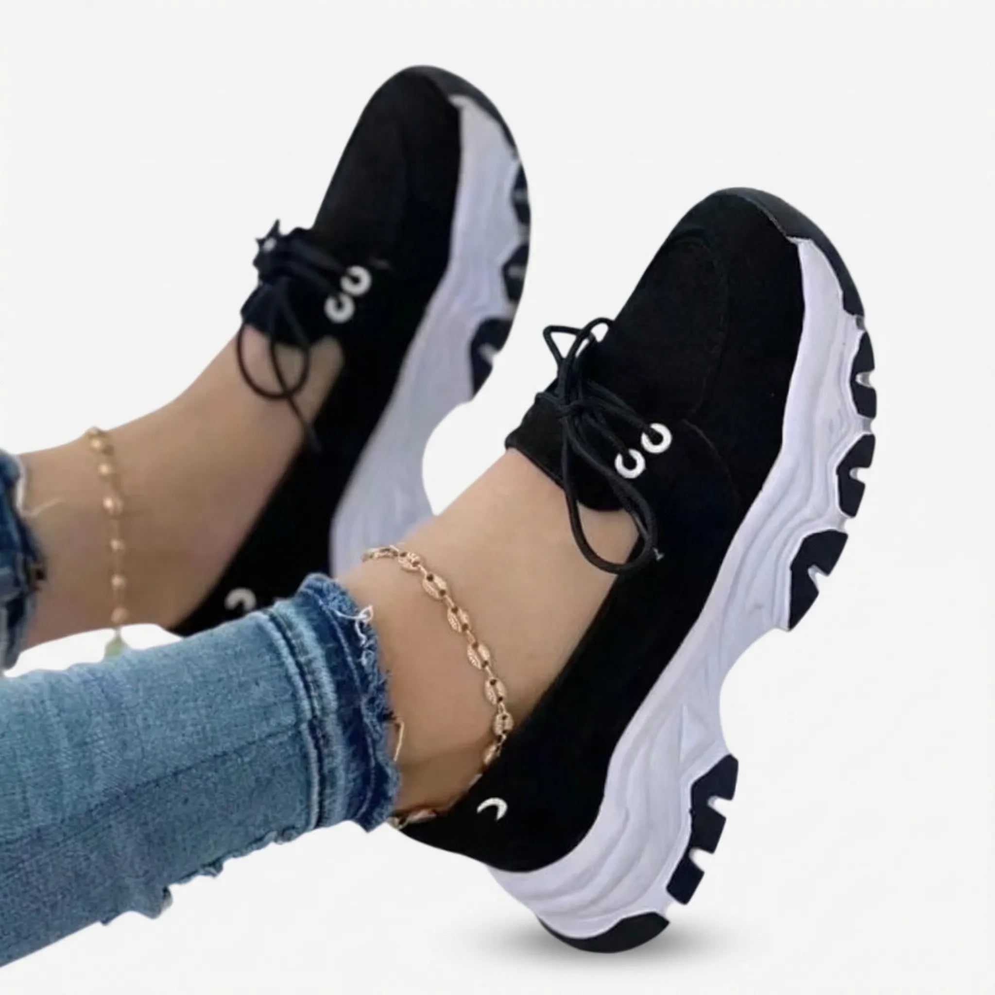 Strolvie Chunky Sole Lace-Up Walking Trainer