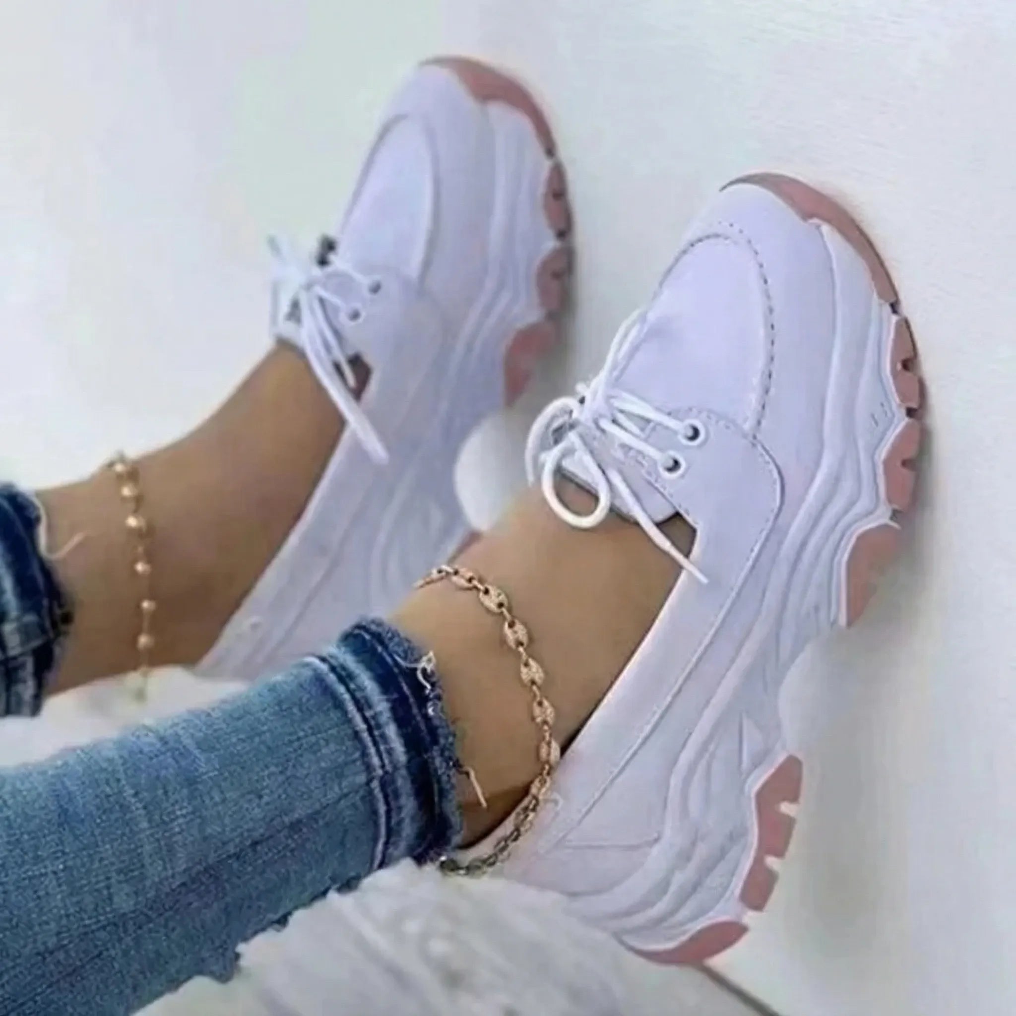 Strolvie Chunky Sole Lace-Up Walking Trainer
