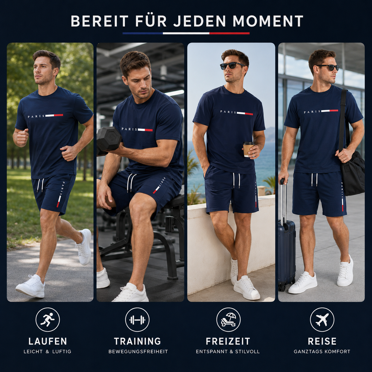 Strydex Kurzarm-Crew-Neck-Trainingsanzug-Set