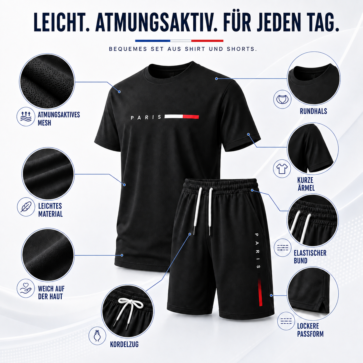 Strydex Kurzarm-Crew-Neck-Trainingsanzug-Set